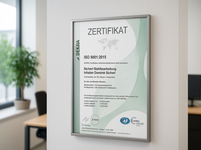 ISO 9001 Zertifikat Sichert Stahlbearbeitung